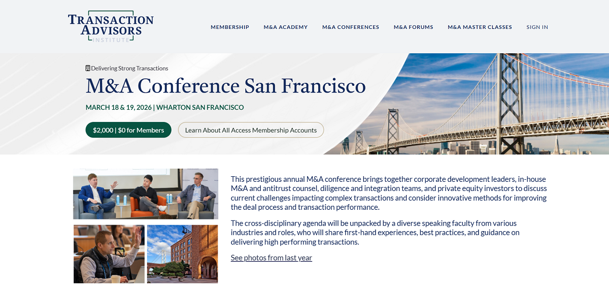M&A Conference at Wharton San Francisco