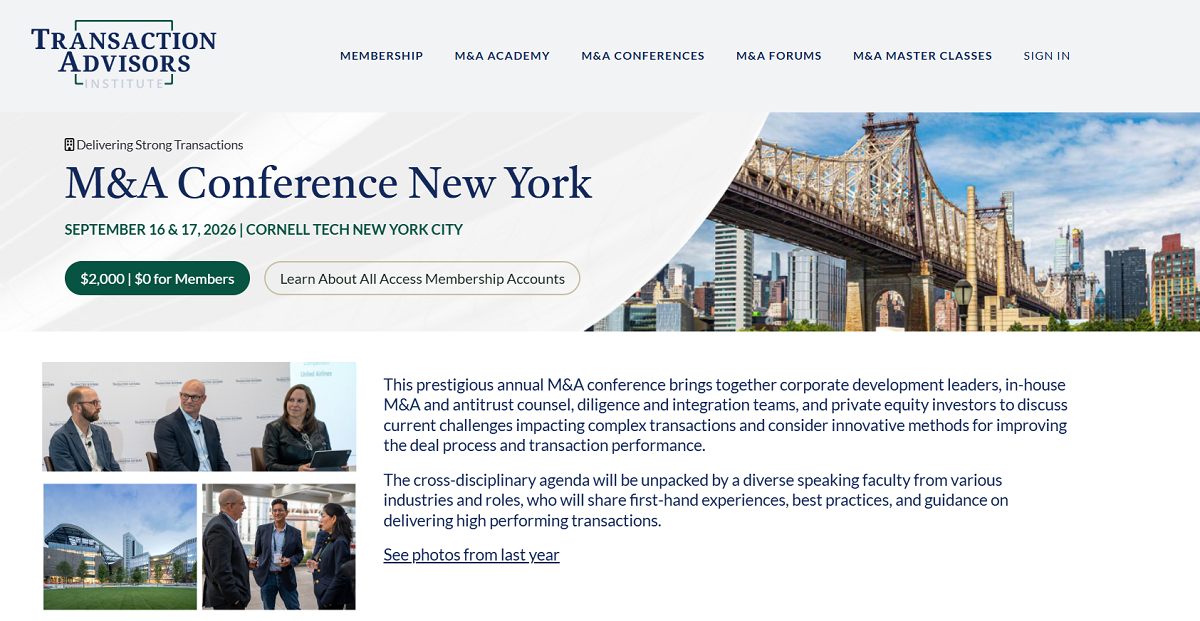 M&A Conference at Cornell Tech New York