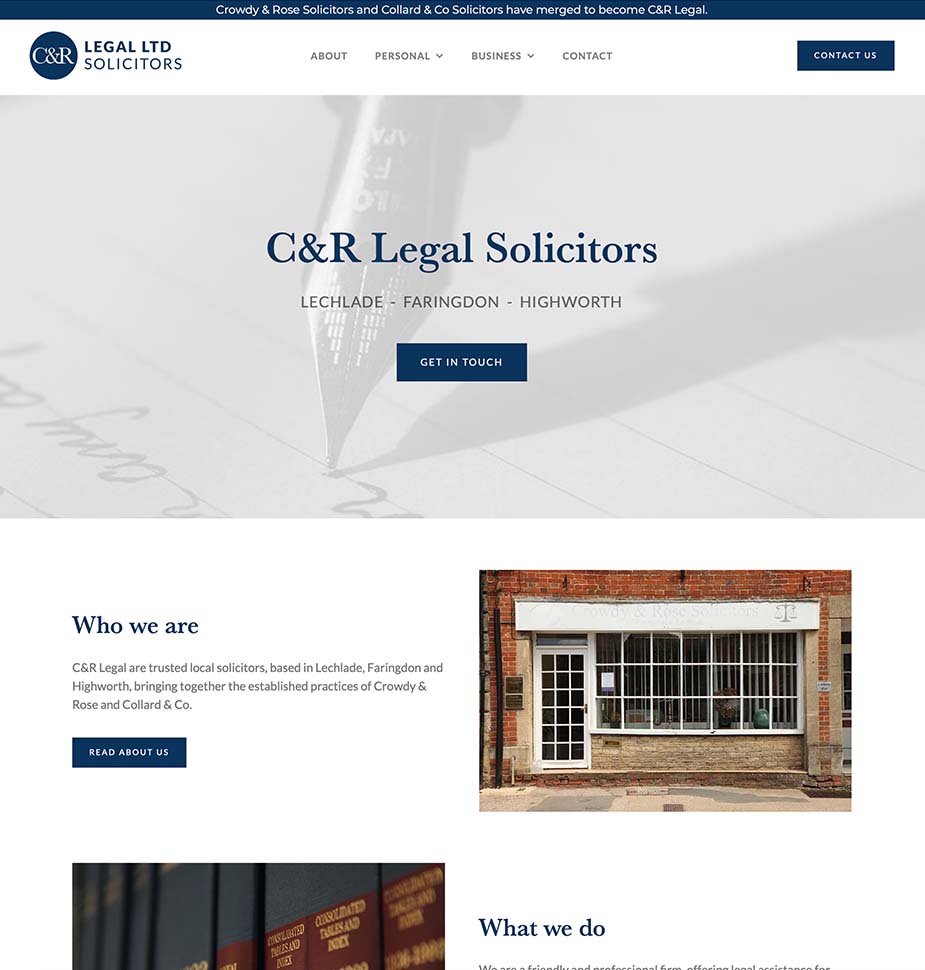 CandR Legal Solicitors Website Homepage by Lunalight Limited