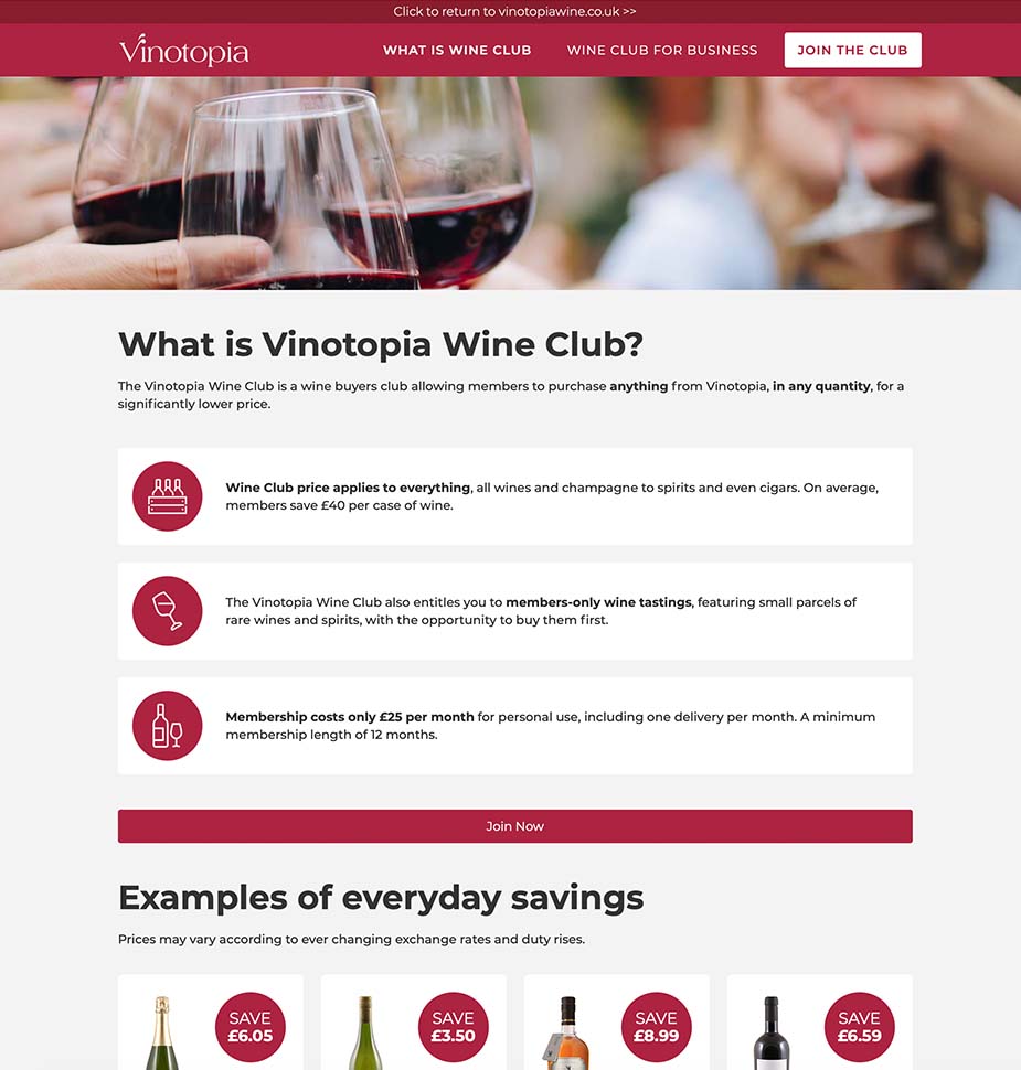 Vinotopia Wine Club Sign Up Website by Lunalight