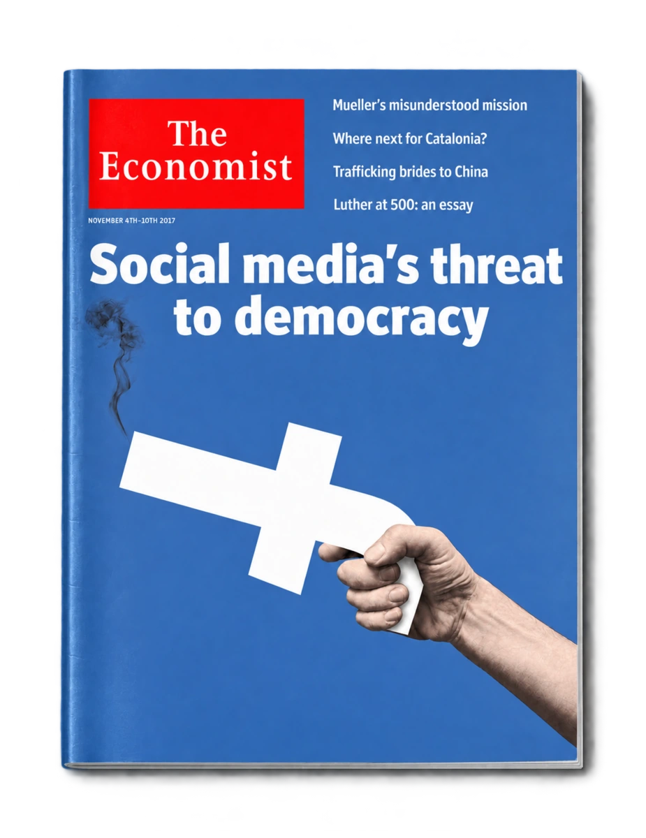 Couverture de The Economist, 4 novembre 2017 : Social media’s threat to democracy