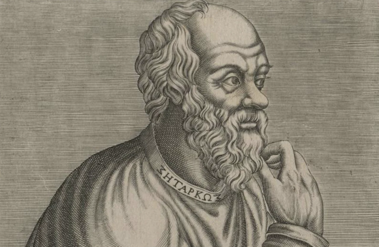 Gravure ancienne représentant le philosophe Épicure.