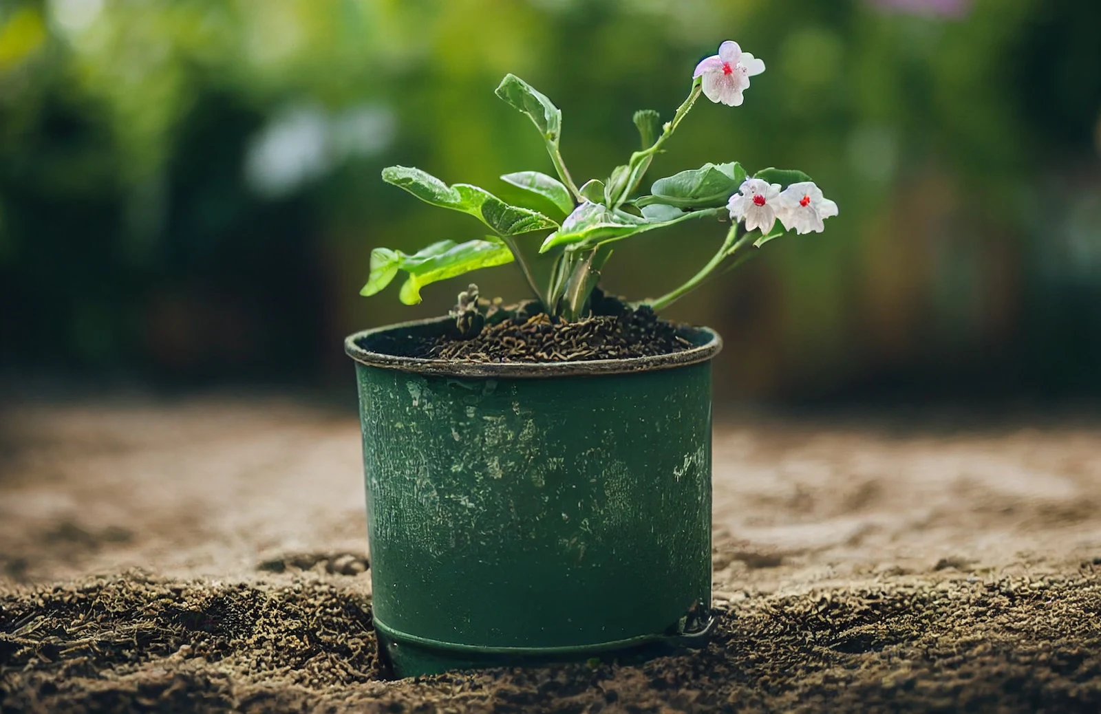 Petite plante fleurie dans un pot.