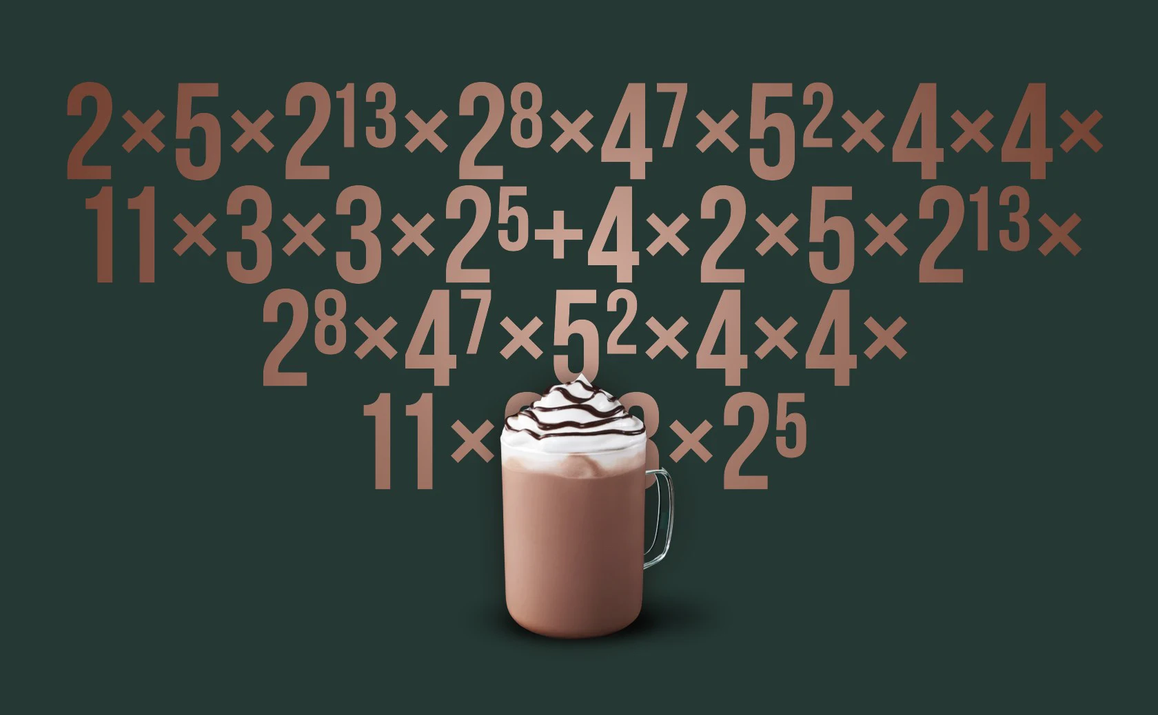 Tasse de boisson chaude devant une multiplication de choix chiffrés.
