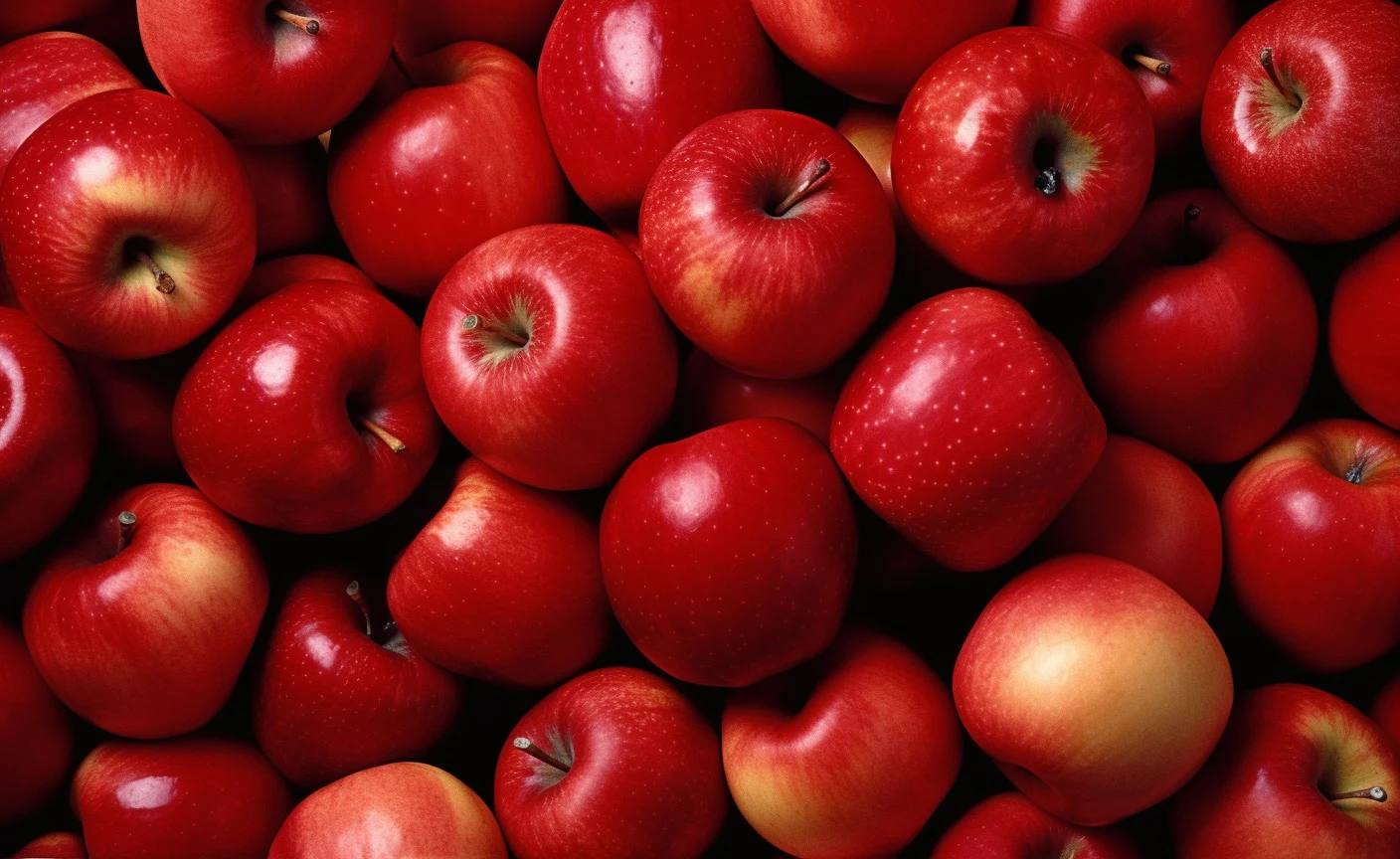 Amas de pommes rouges.
