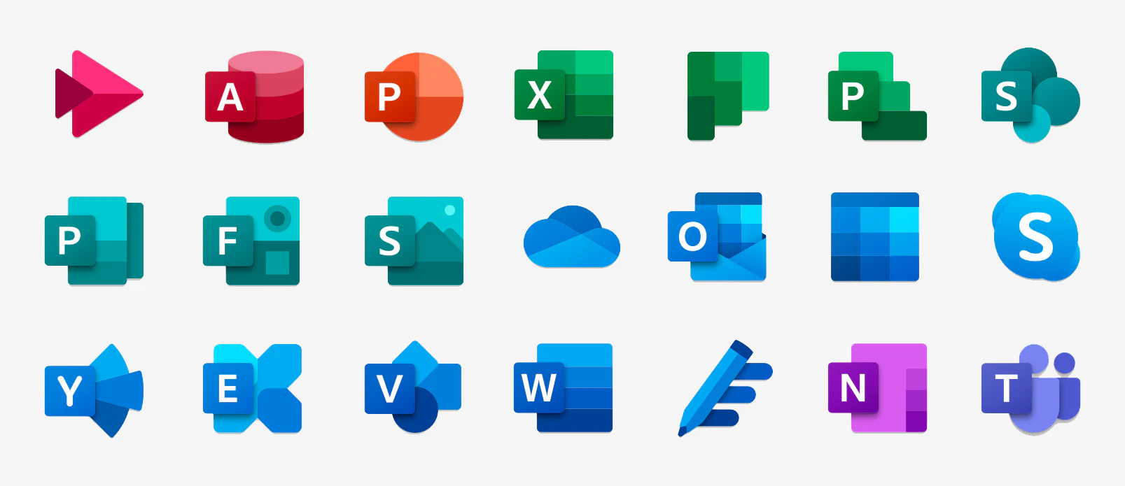 Famille d’icônes des applications Microsoft.
