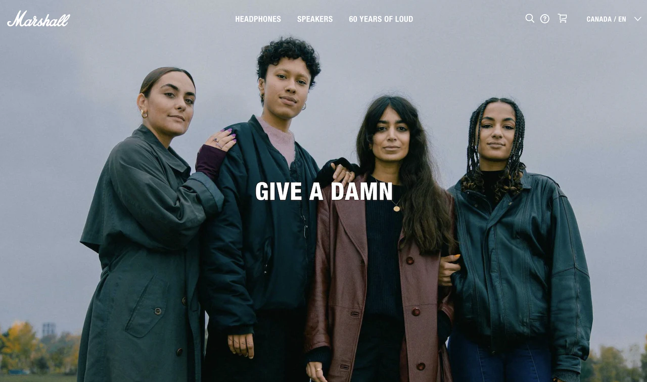 Campagne Marshall montrant quatre personnes avec le message Give a damn.