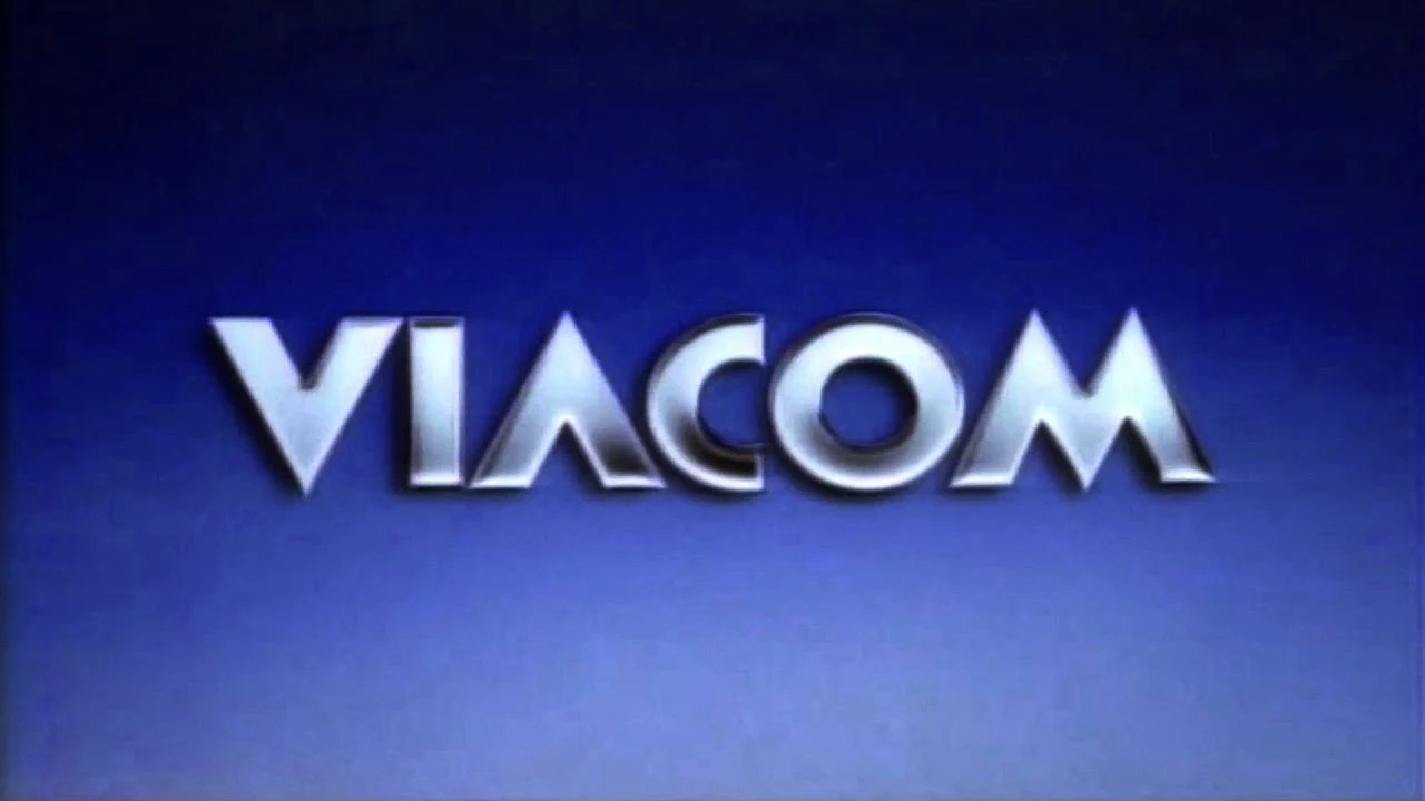 Logo Viacom sur un fond bleu.