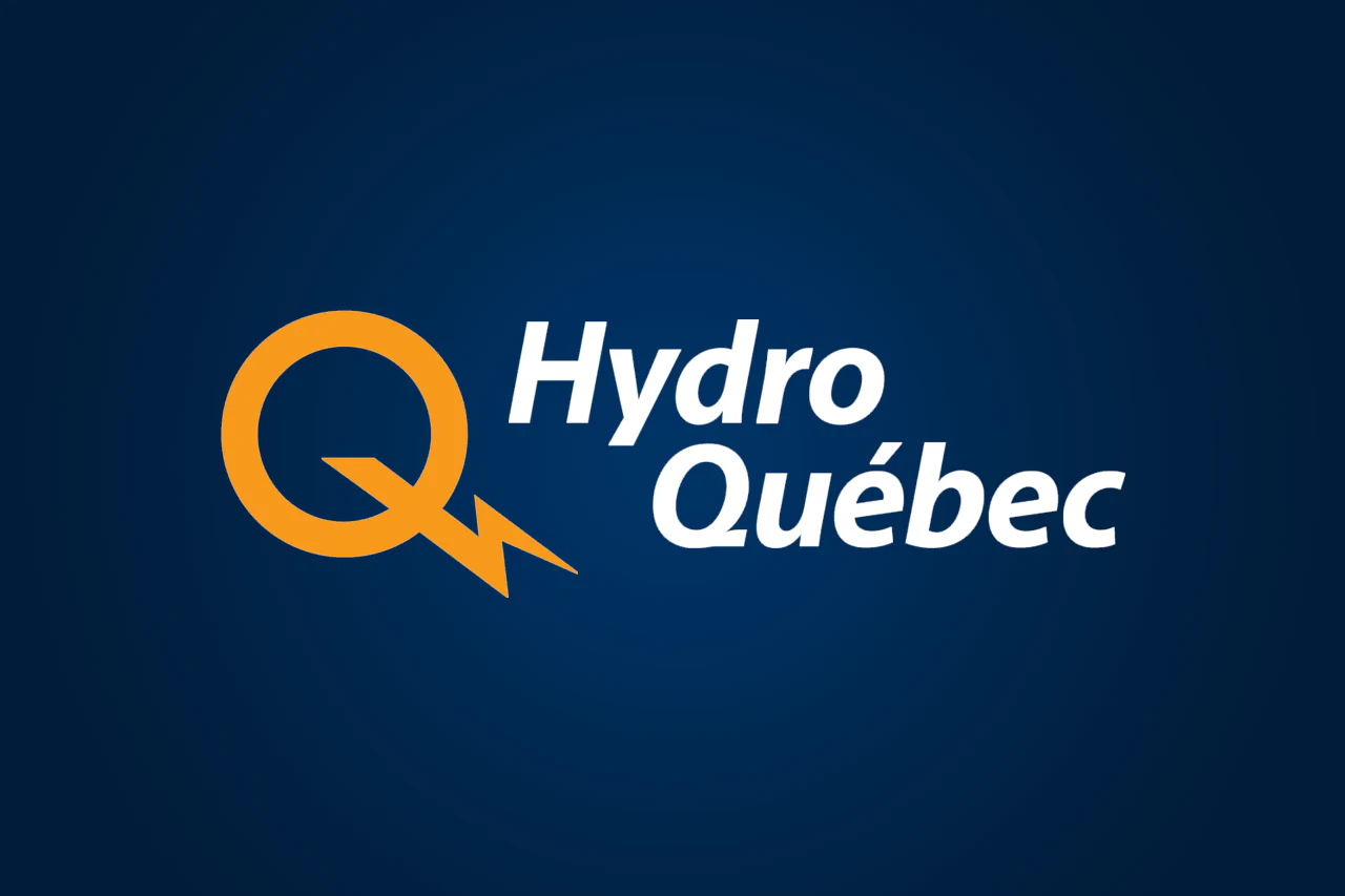 Logo Hydro-Québec sur un fond bleu.
