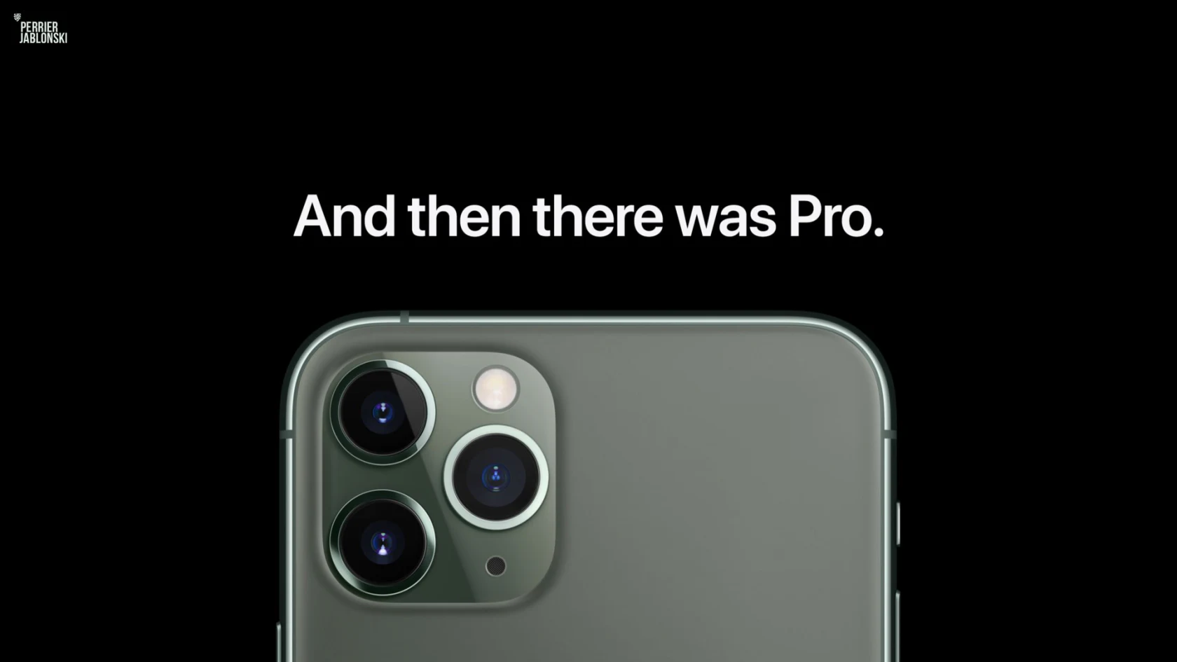 Annonce de l’iPhone Pro centrée sur son module photo.