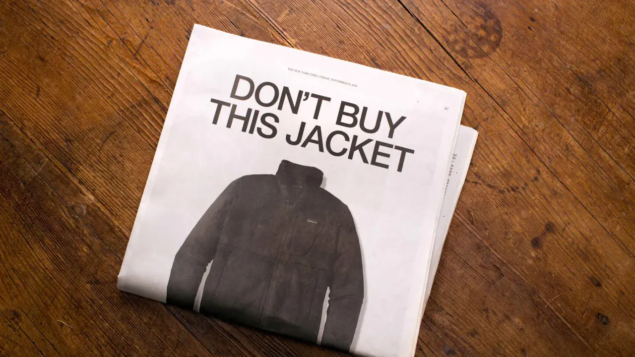 Publicité Patagonia demandant de ne pas acheter cette veste.