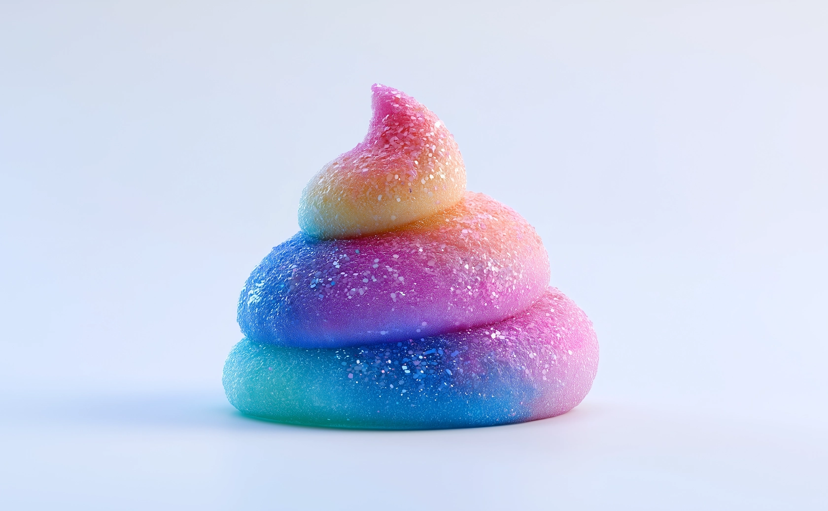 Illustration d’une crotte multicolore et pailletée.