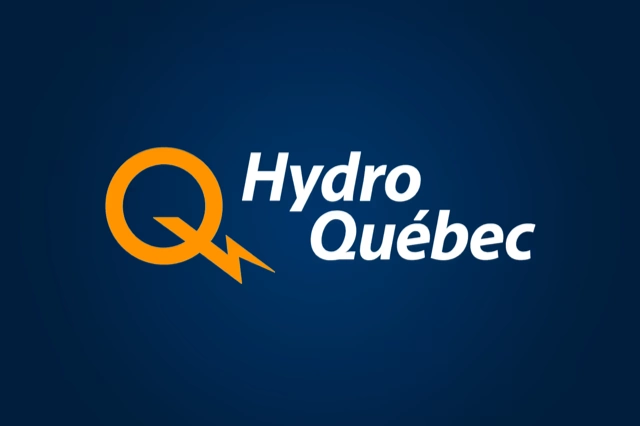 Logo Hydro-Québec sur un fond bleu.