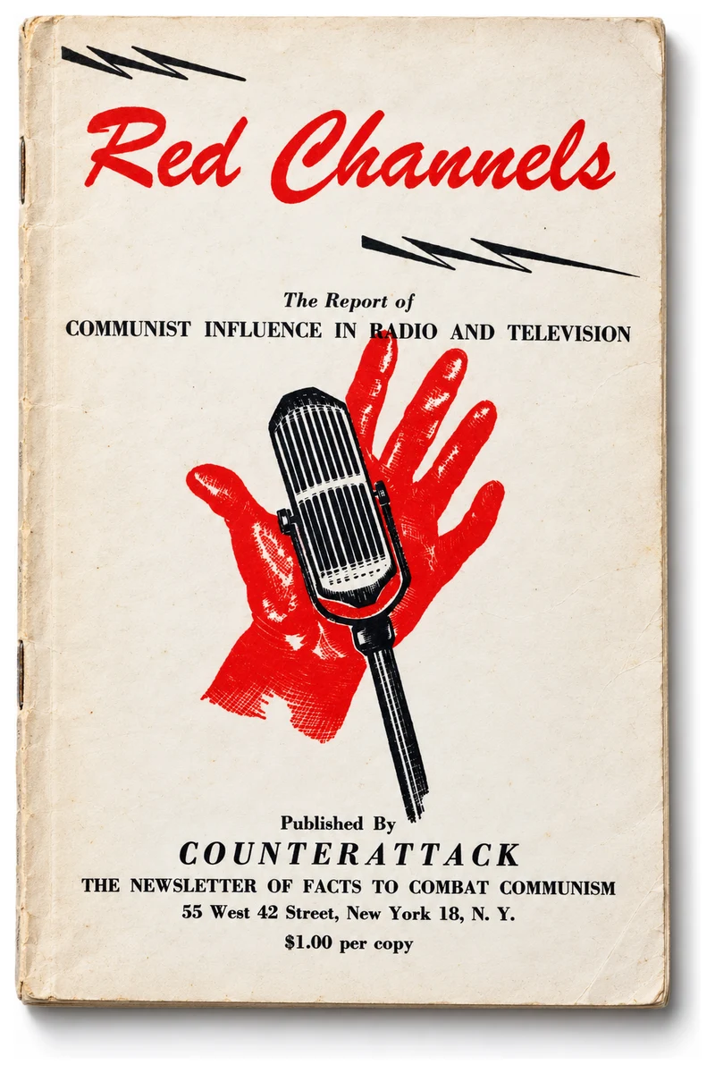 Red Channels, juin 1950. Une liste noire cible 151 personnalités de la radio et de la télévision.