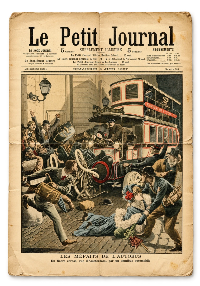 Couverture de Le Petit Journal, 2 juin 1907 : Les méfaits de l’autobus