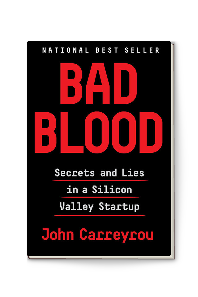 Couverture originale de Bad Blood de John Carreyrou, Knopf, 2018.