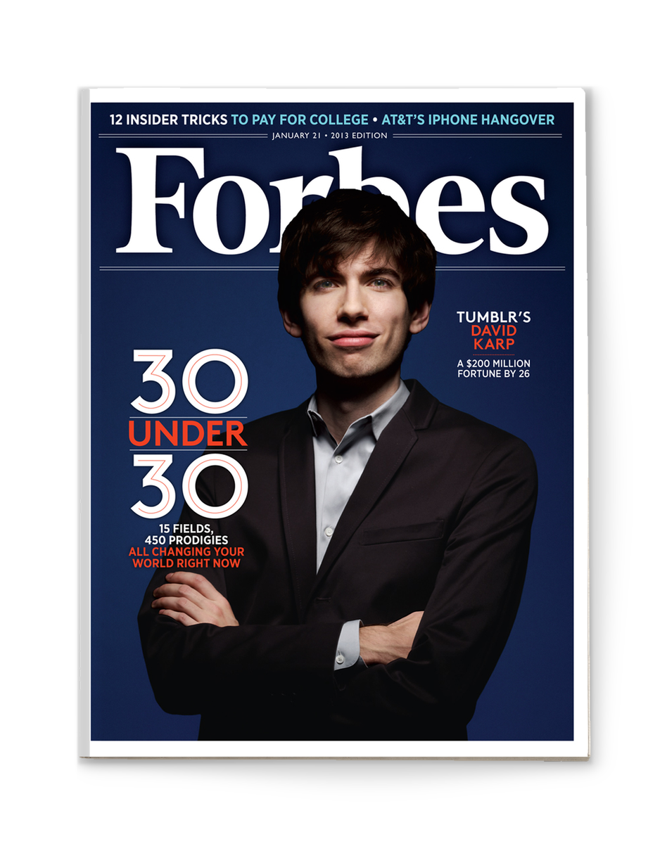 Couverture de Forbes consacrée à David Karp, 21 janvier 2013.