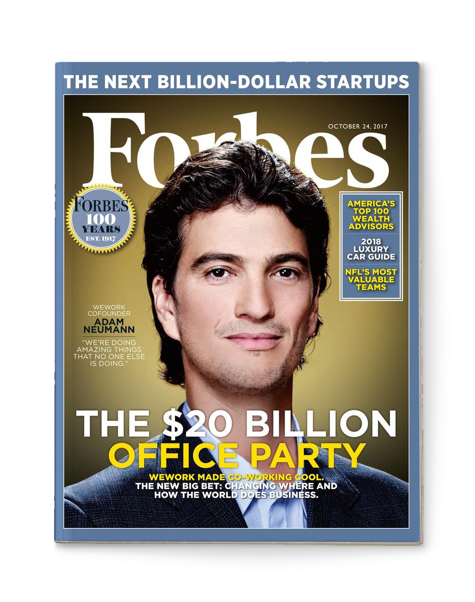 Couverture de Forbes consacrée à Adam Neumann, 24 octobre 2017.