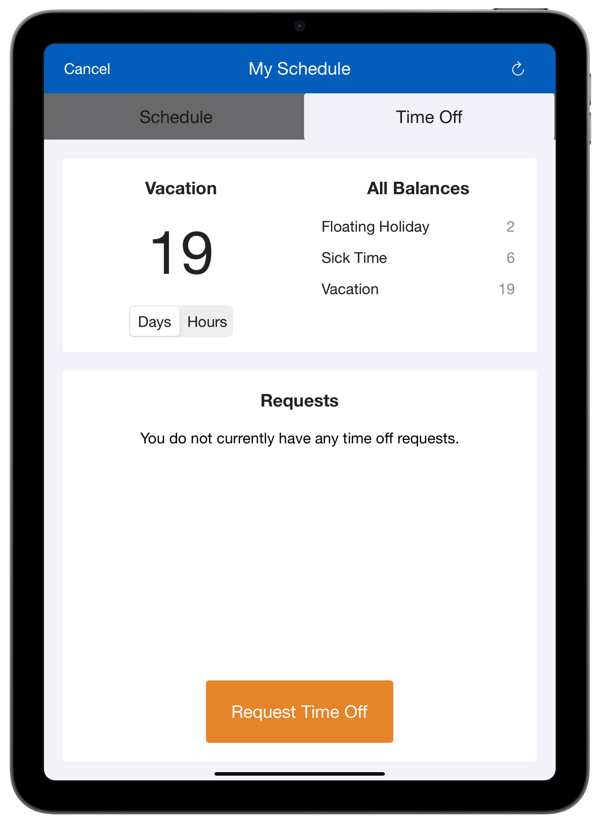 Employee Time Clock Showing Meal Break Compliance Screen
