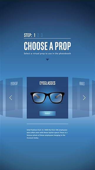 Intel Augmented Reality Photo Booth choosing a prop