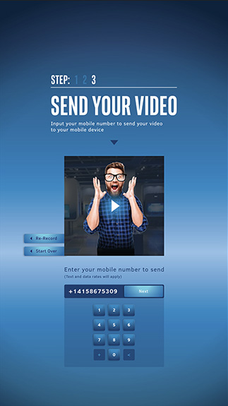 Intel Augmented Reality Photo Booth screen to send video to a phone