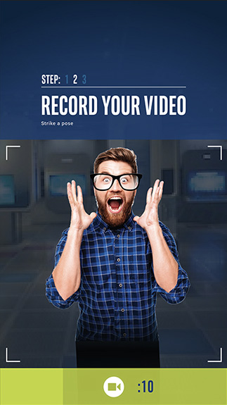Intel Augmented Reality Photo Booth screen to record video