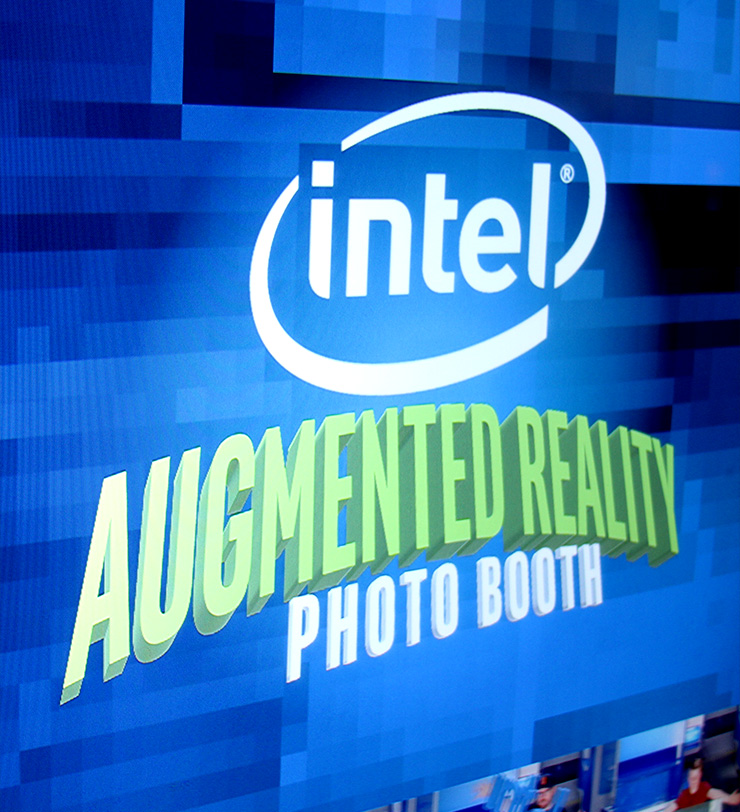 Intel Augmented Reality Photo Booth logo on large screen