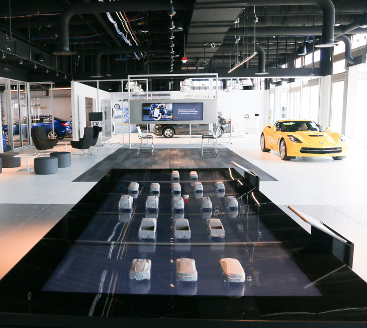 Inside futuristic Chevy dealership