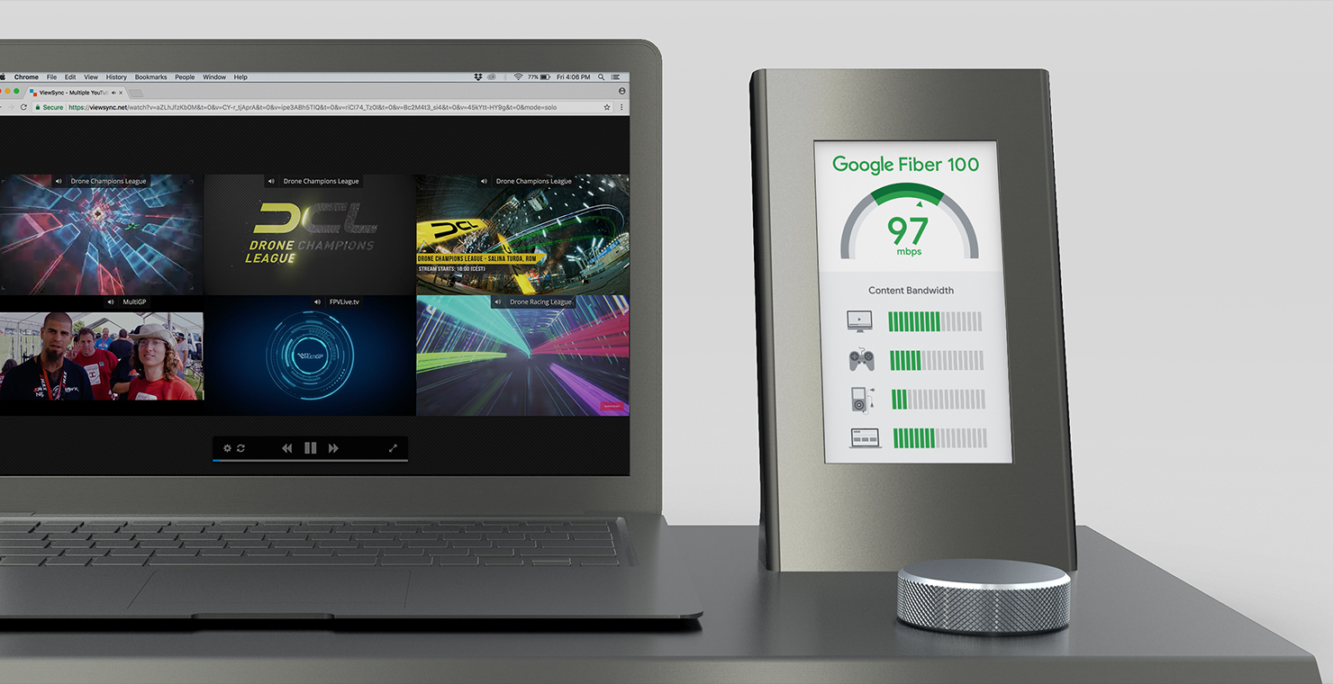 Google Fiber dial concept with speed of content loading comparison 
