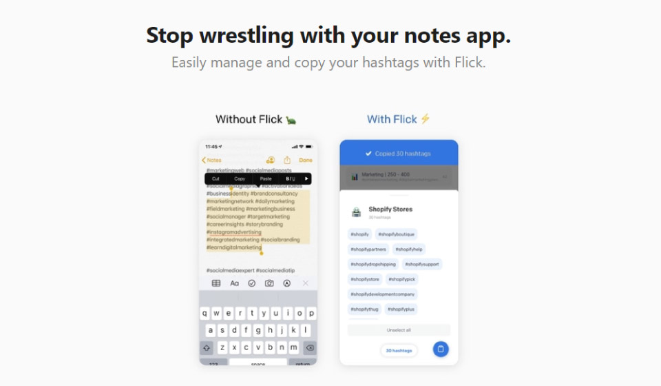 Flick app comparison to using a notes app