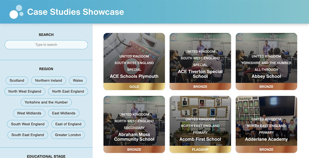 A screenshot of the Case Studies Showcase webpage.