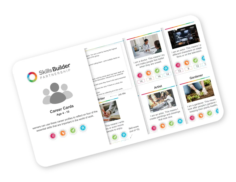 A screenshot of the Skills Builder Career Cards game.