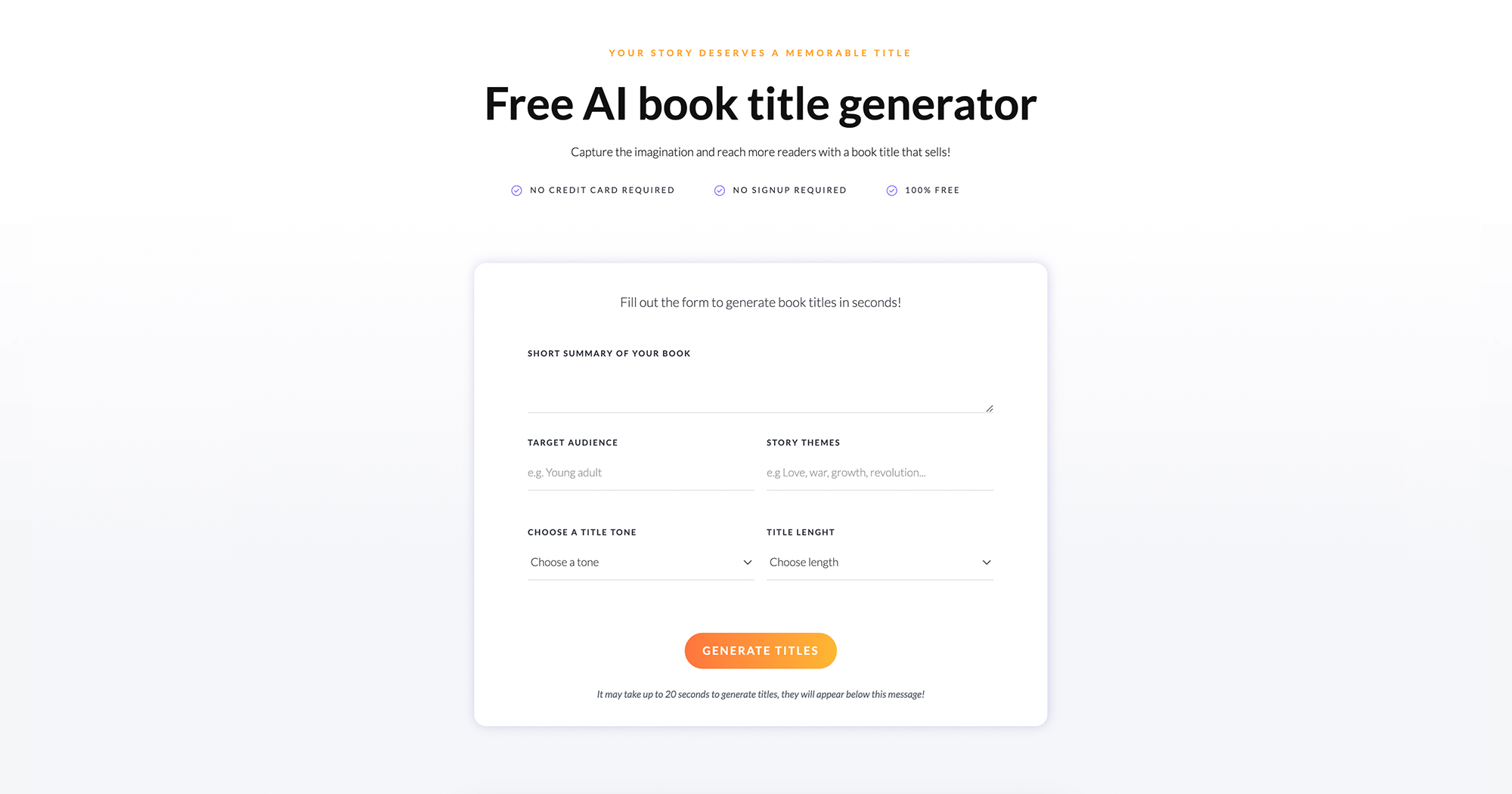 Free Book Title Generator | No Account Required