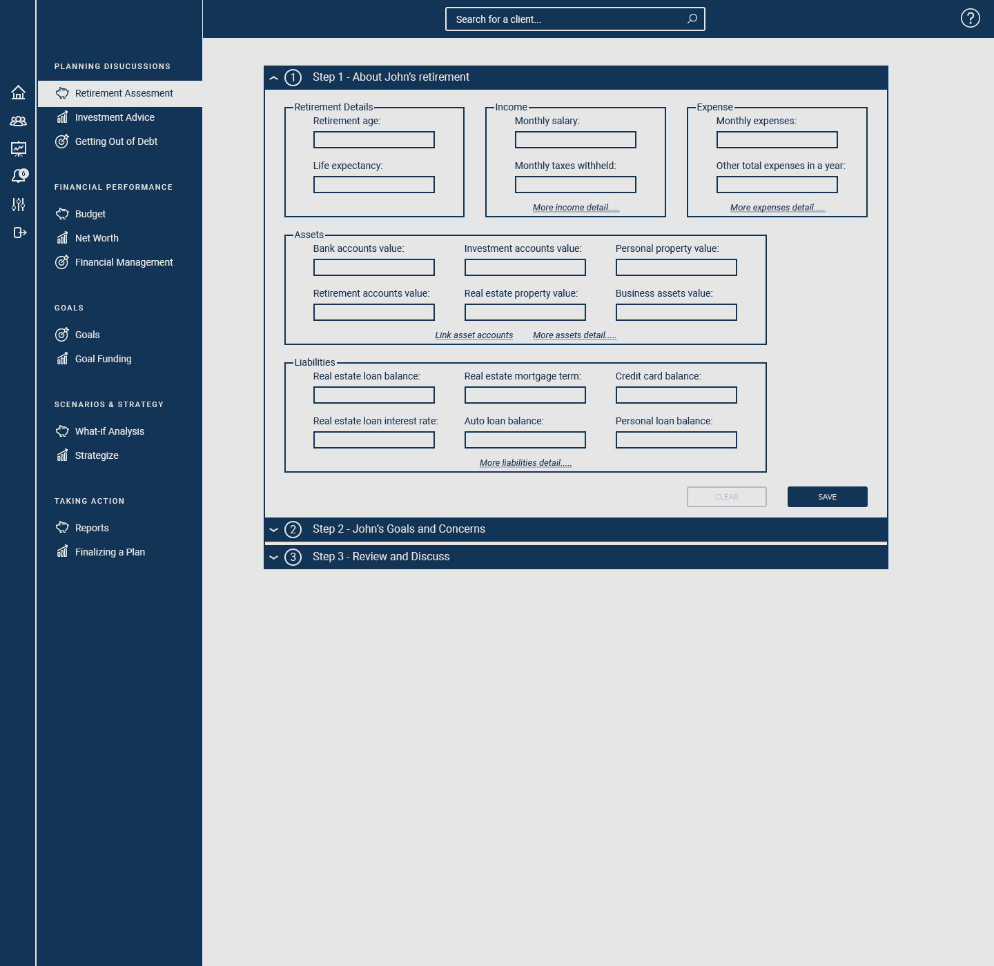 financial planning app UI/UX