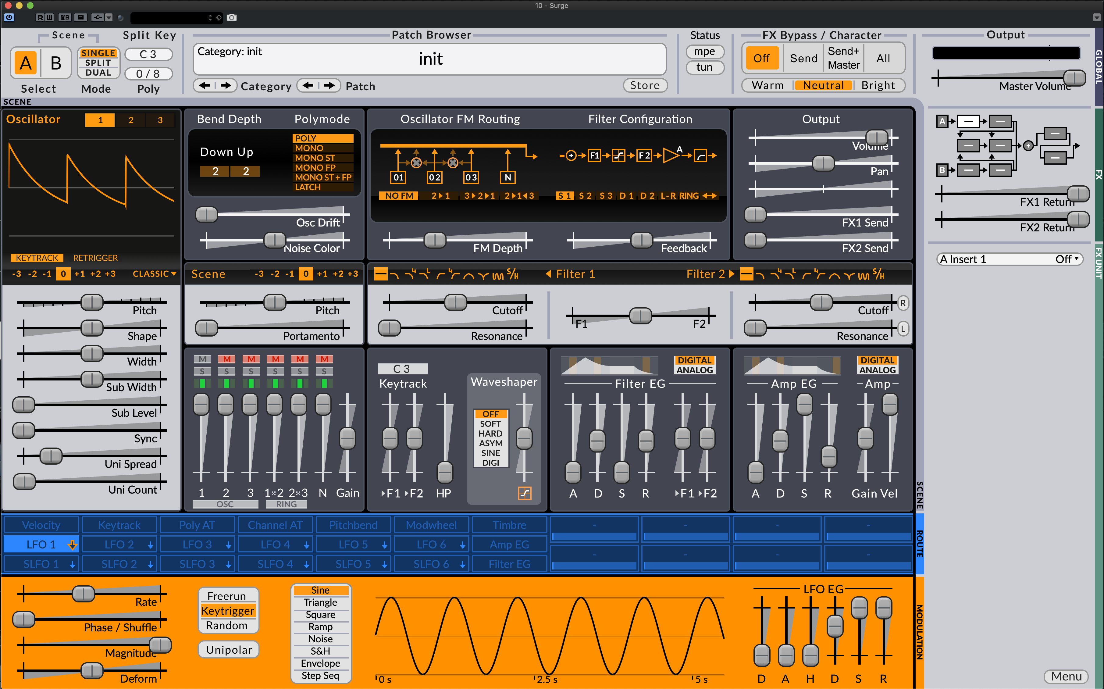 Surge synthesizer UX/UI