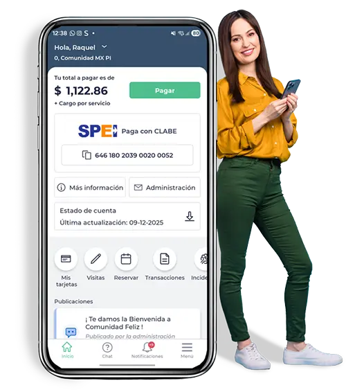 Residente feliz con comunidad feliz.