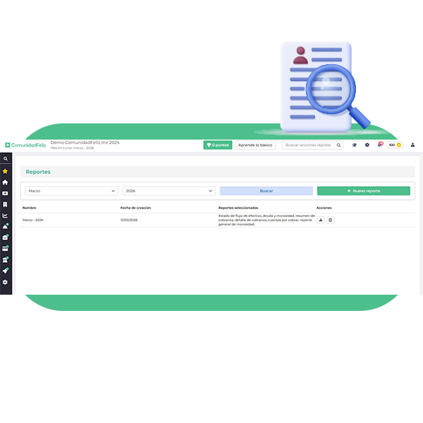 User interface panel for generating AI content in Spanish, with text input area, checkbox for including condo management law details in Chile, and buttons to cancel or generate content.
