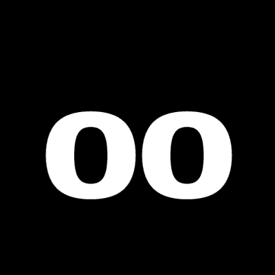 Animated white number 00 on black background.