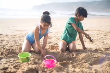 Kids playing on the beach