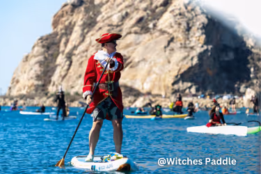 Man dressed up in a paddleboard