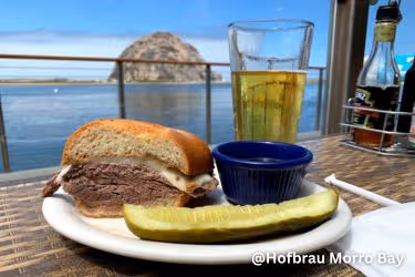 Hofbrau sandwich with Morro Rock view