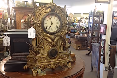 Antique clock at Rich Man Poor Man Antiques Morro Bay