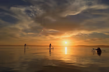 People paddleboarding and kayaking