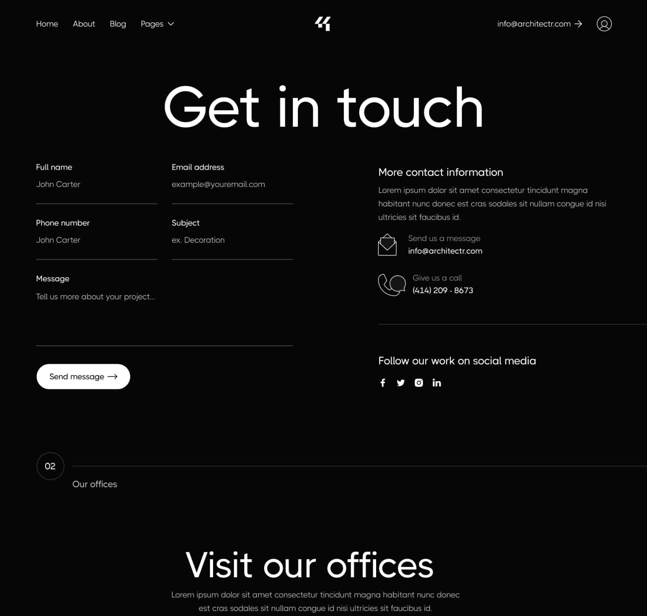Architectr X - Contact V2 Page - Architecture Firm Webflow Template