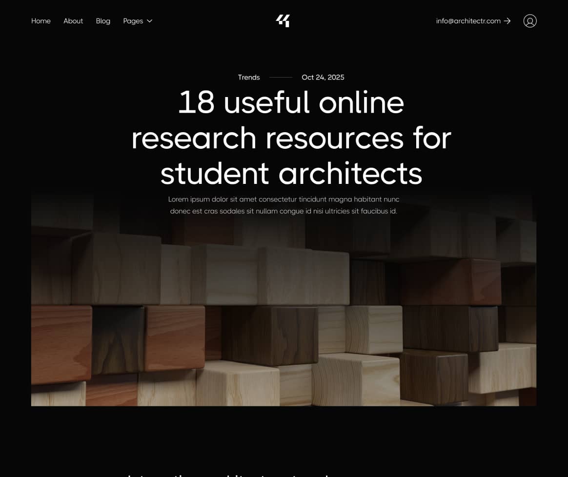 Architectr X - Blog Post Page - Architecture Firm Webflow Template