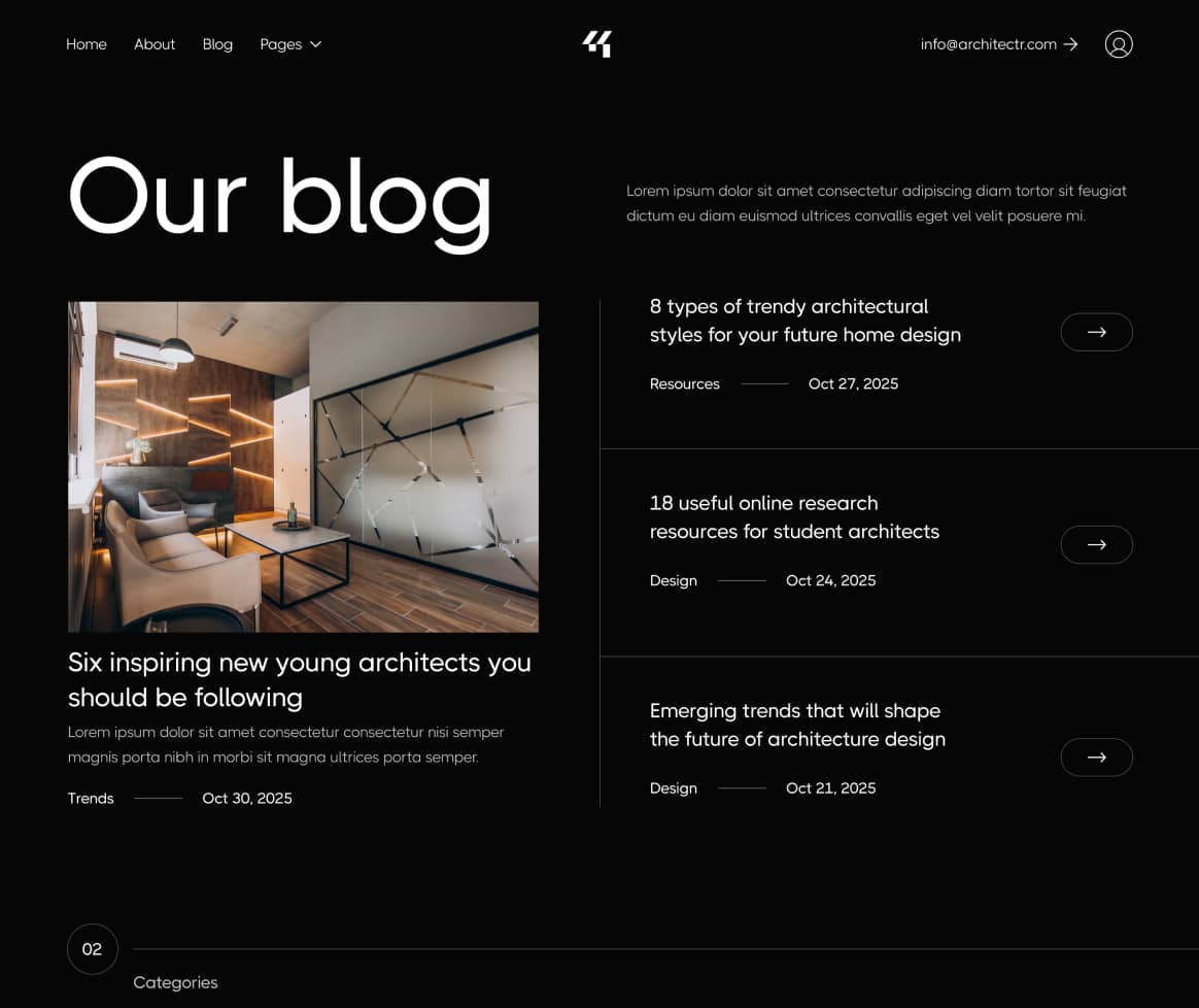 Architectr X - Blog V3 Page - Architecture Firm Webflow Template