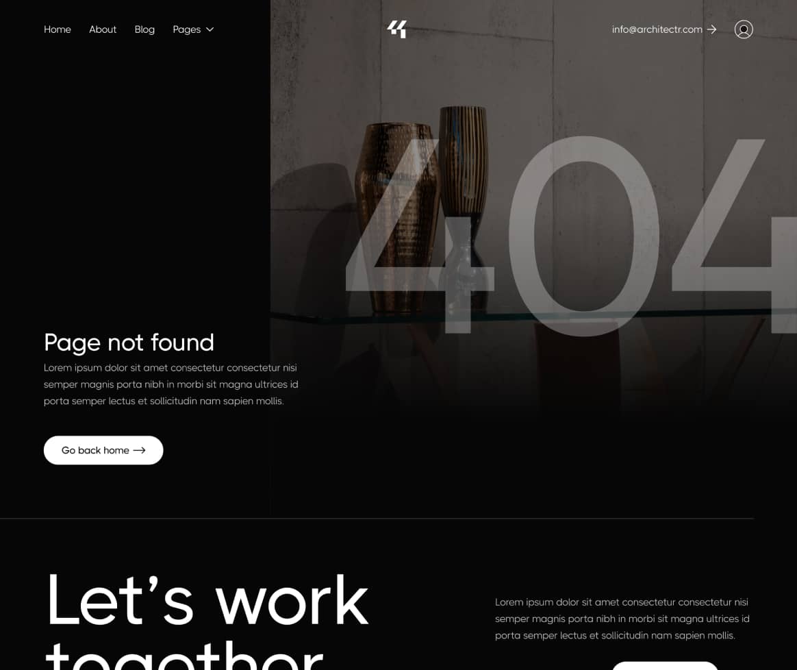 Architectr X - 404 Not Found Page - Architecture Firm Webflow Template