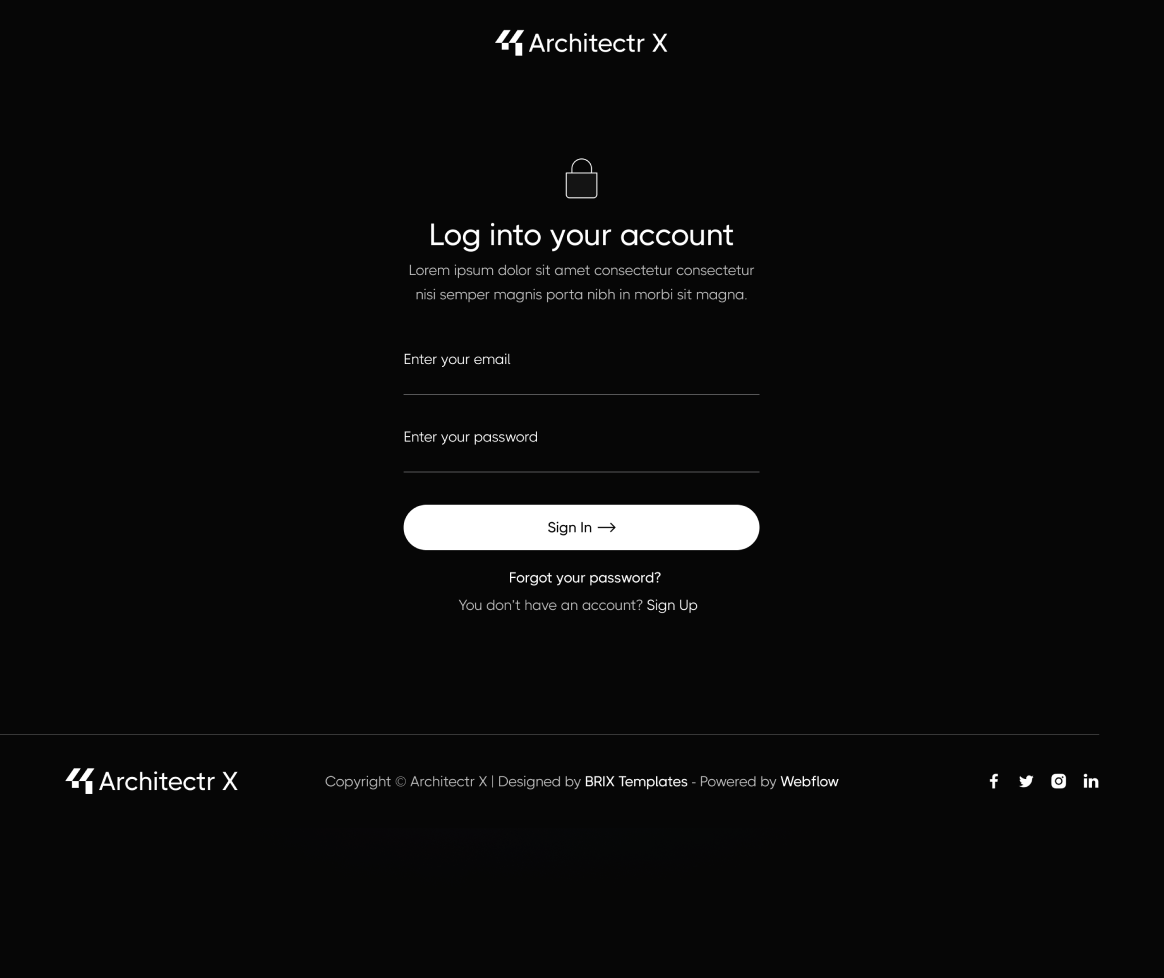 Architectr X - Sign Up Page - Architecture Firm Webflow Template