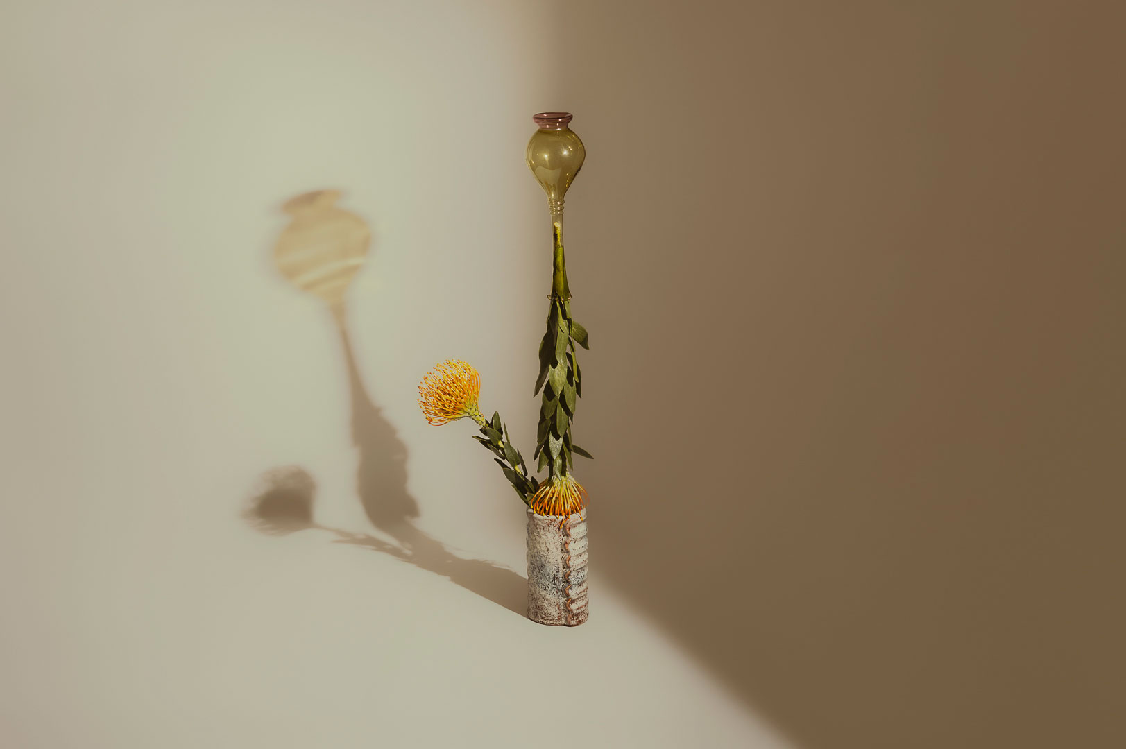 A free product photography series, photographed by Sarah Häfner. Series of vases and the reflection of stained glass.