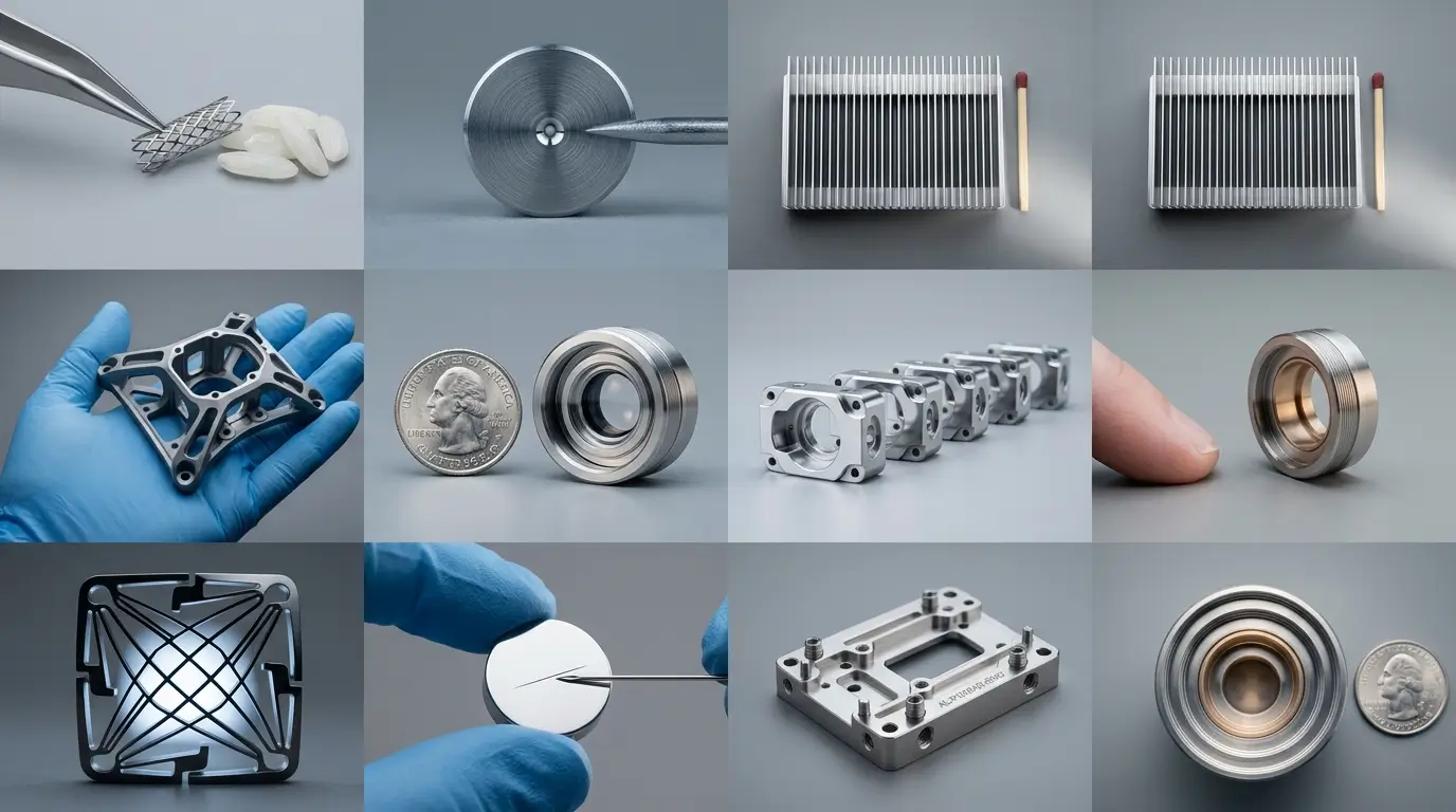 Grid of precision-machined components and parts made by Hi-Cut